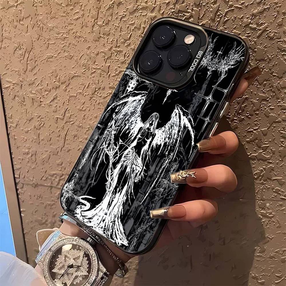 Gothic Cyber Sigil Cross Colorful Phone Case For iPhone 17 16 15 14 13 12 11 Pro Max Plus Matte Cover