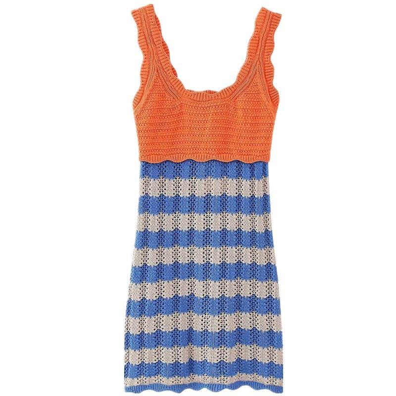 

Fashion Style Summer New Arrival Fashion Trendy Women s Clothing Stripes Knitting Mini Dress 6771073 330 Orange L