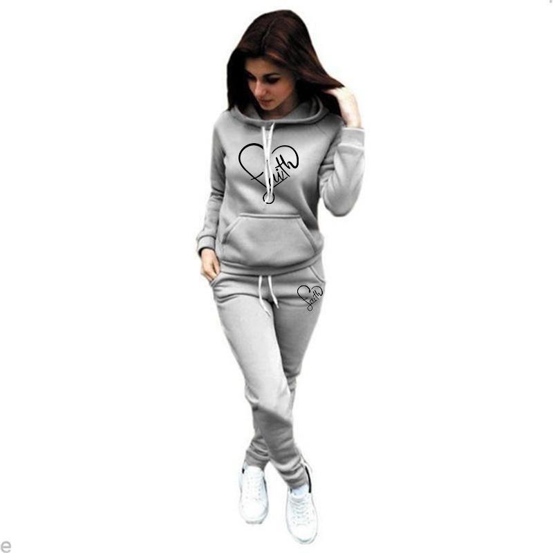 Fall and Winter Fashion Hot New High Quality Pullover Set Street Loose Women's Hoodie + Sweatpants Two-piece Set