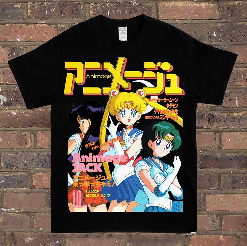 

Anime Cartoon Short-sleeved Loose Round Neck Summer New Retro Fashion Men s and Women s Streetwear 4XL