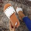 New Large Rivet Sandals Women's One-line Flat Bottom Sexy Casual Slippers