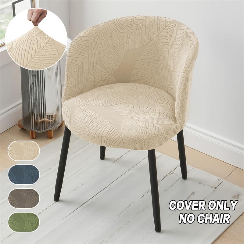 1PC Solid Color Semicircle Chair Cover Jacquard Elastic Make-up Chair Seat Covers Stretch Seat Slipcover for Coffee Bar Hotel