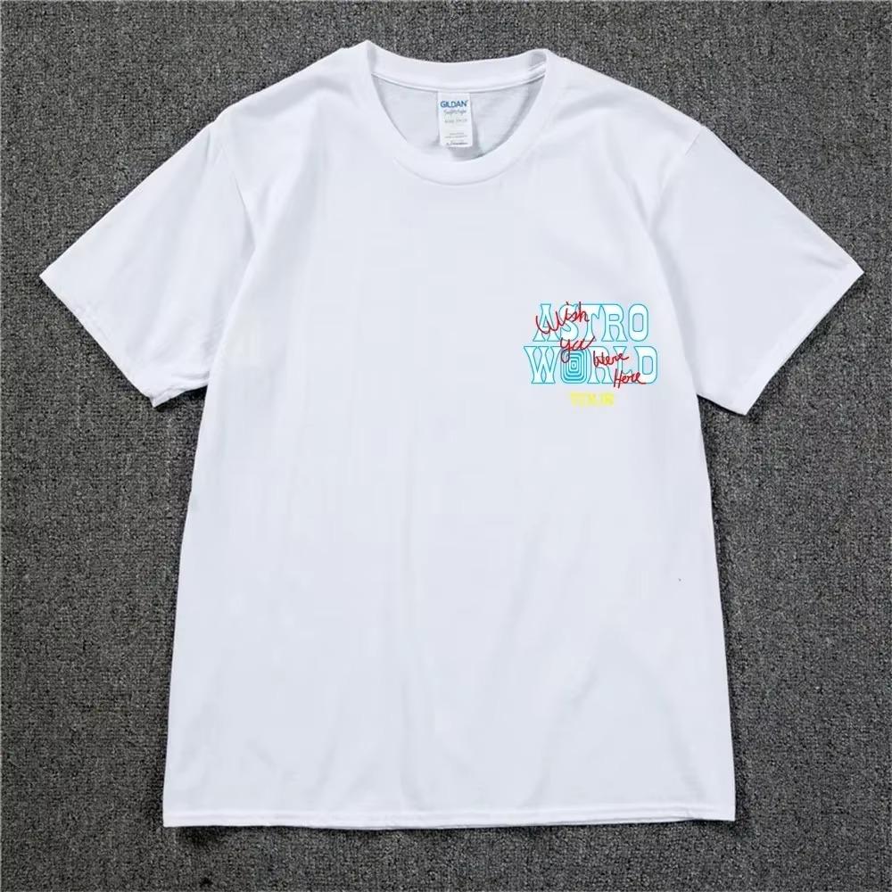 New Summer Hip Hop T Shirt Men Women Cactus Jack Harajuku T-Shirts WISH YOU WERE HERE Letter Print Tee Tops
