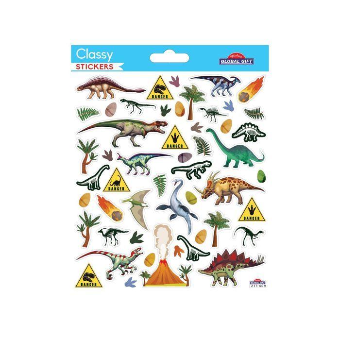 Autocollants - Dinosaures - Finitions argentées