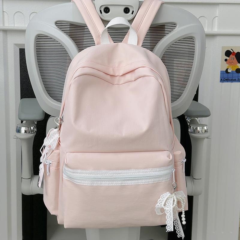 New Schoolbag Fresh and Sweet Japanese Style INS Niche Solid Color Large Capacity Backpack for Middle and High School Students with Bow Knots