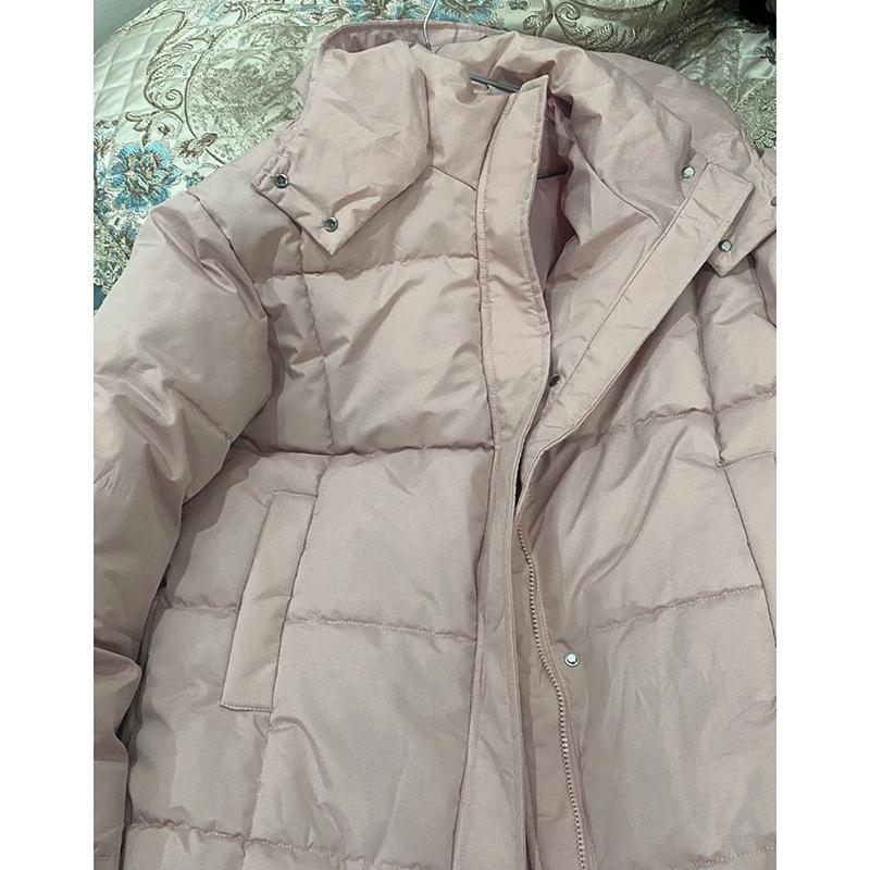 

WTEMPO Long Large Size Cotton Warm Hooded Coats Thickened Women s Autumn Winter Zipper Jackets with Pockets Streetwear Workwear 3XL легкие хаки