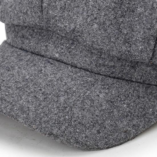 Wide Brim Sunscreen Beret Hat Skin-Touch Retro Octagonal Painter Woolen Hat for Fall Winter