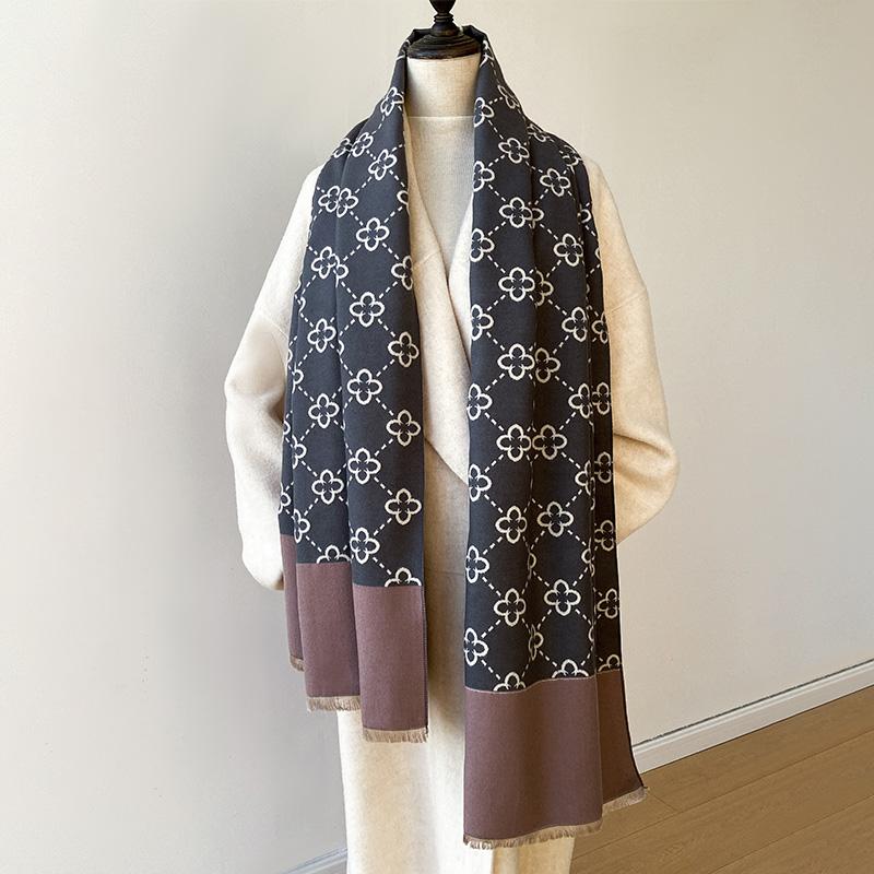 

Warm Shawl Women Scarf A Clover Cashmere Winter Blanket Wraps Casual Print Pashmina Bufanda Travel Poncho Stoles Echarpe