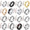Rotating Stainless Steel Anti Stress Men'S Rings Metal Spinner Fidget Anxiety Control Rings Wedding Party Zircon Gifts Anillos