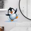 Cartoon Mischievous Penguin Playing In Water Bathroom Decoration Wall Sticker for Interior Design