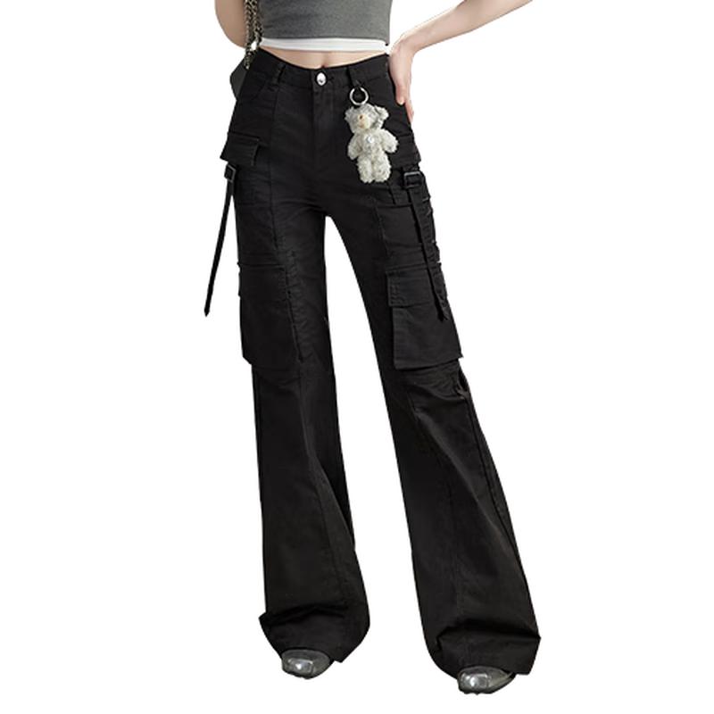 

UNIFREE Women s Low-Waist Flare Cargo Pants S