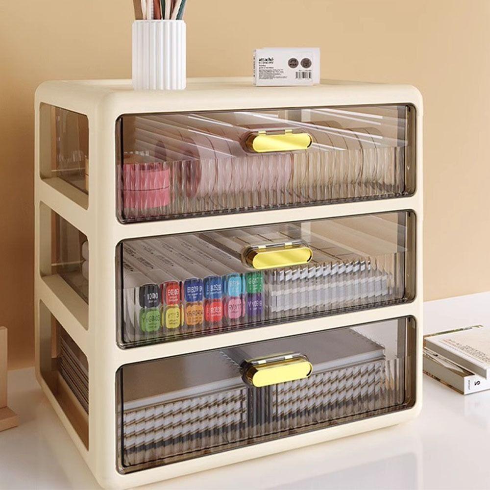 with Drawer Desktop Drawer Storage Box Plastic Drawer Box Creative Cosmetic Storage Box  Stationery