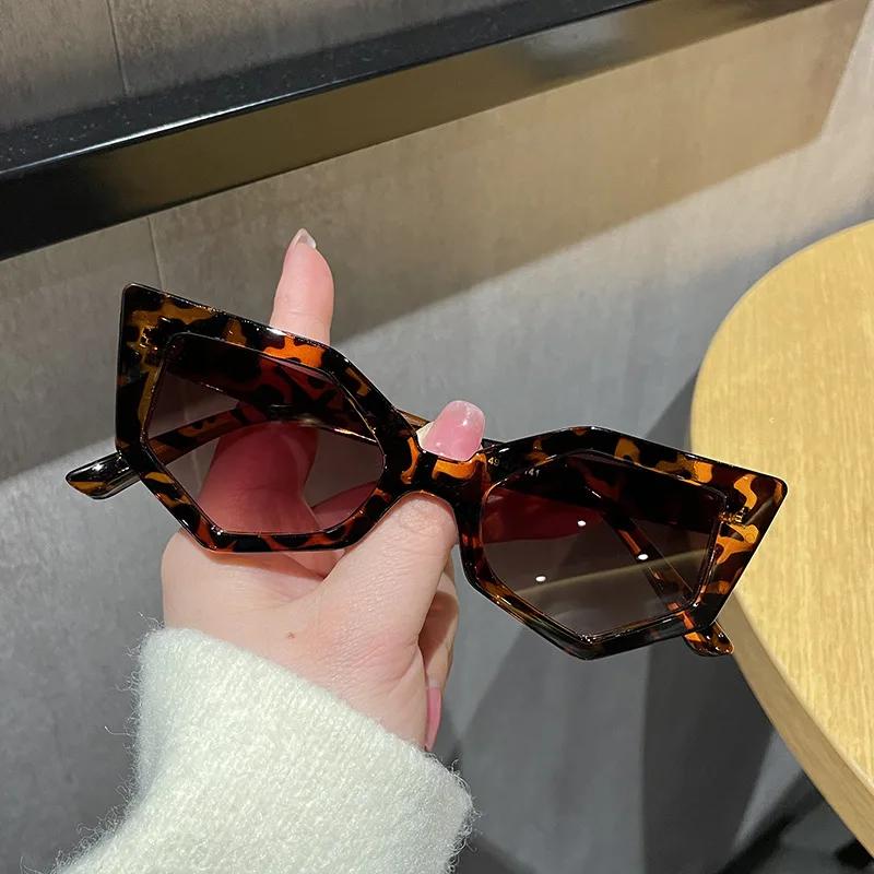 New In Fashion Cat Eye Sunglasses for Women Small Frame Tortoiseshell Design Live Broadcast Hip Hop Style Sun Glasses