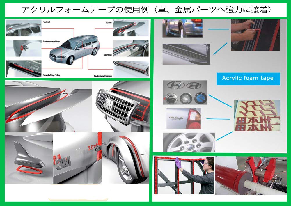 ONYX JAPAN VHB 5952 Acrylic Foam Structural Bonding Commercial Super Black 18mm Wide x Tape, Double-Sided, Grade, Indoor/Outdoor Use, Multi-Purpose,