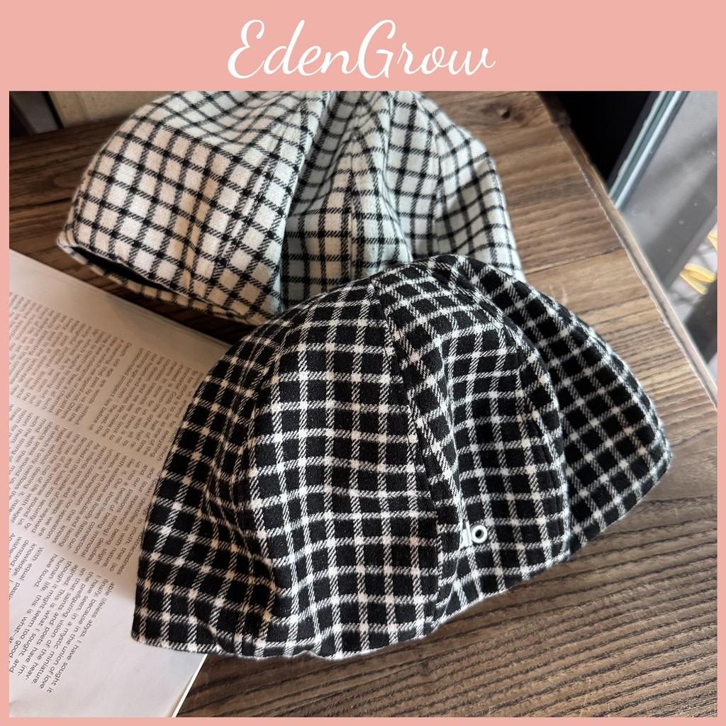 Clashing Color Grid Artistic Vintage Beret Hat Geometric Elements Women Spring