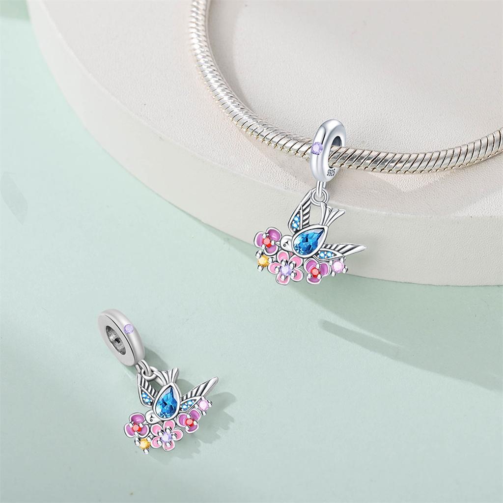 Charm Beads Original Genuine Copper Plated Little Swallow Pendant Beads Fit Bracelet Diy Gift Idea Women Delicate Jewelry Item Accessory