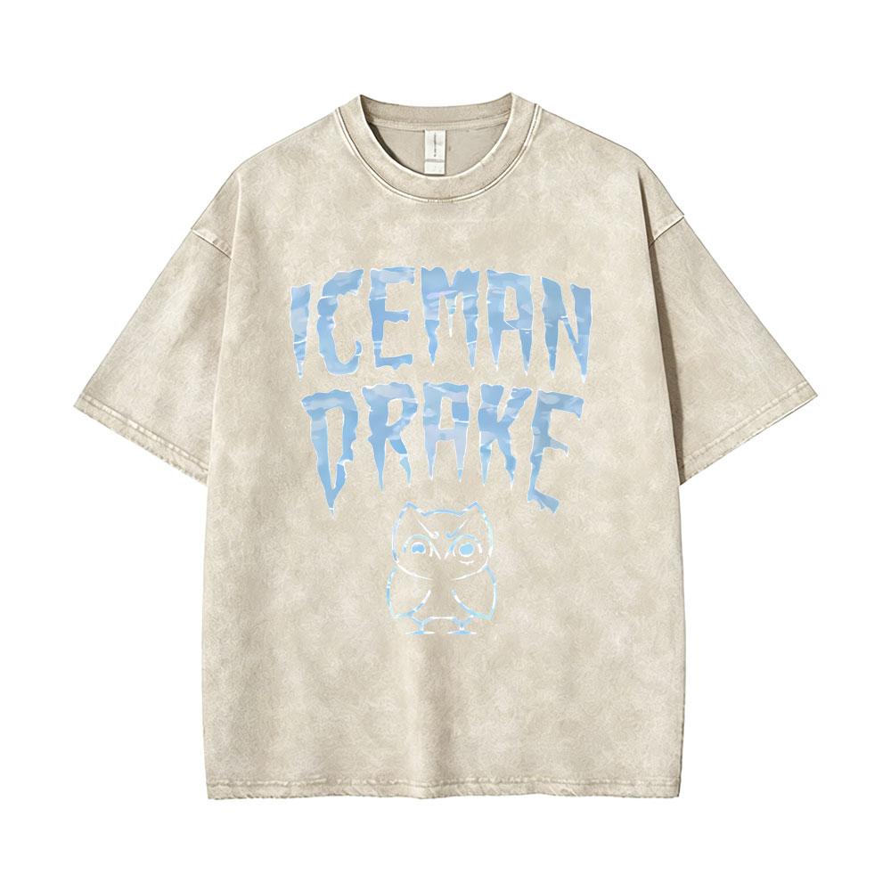 Hot Sale Rapper Drake ICEMAN Washed Vintage Tshirt Men Women Hip Hop Fashion Trend T Shirts Tops Male Summer Oversized Tshirts