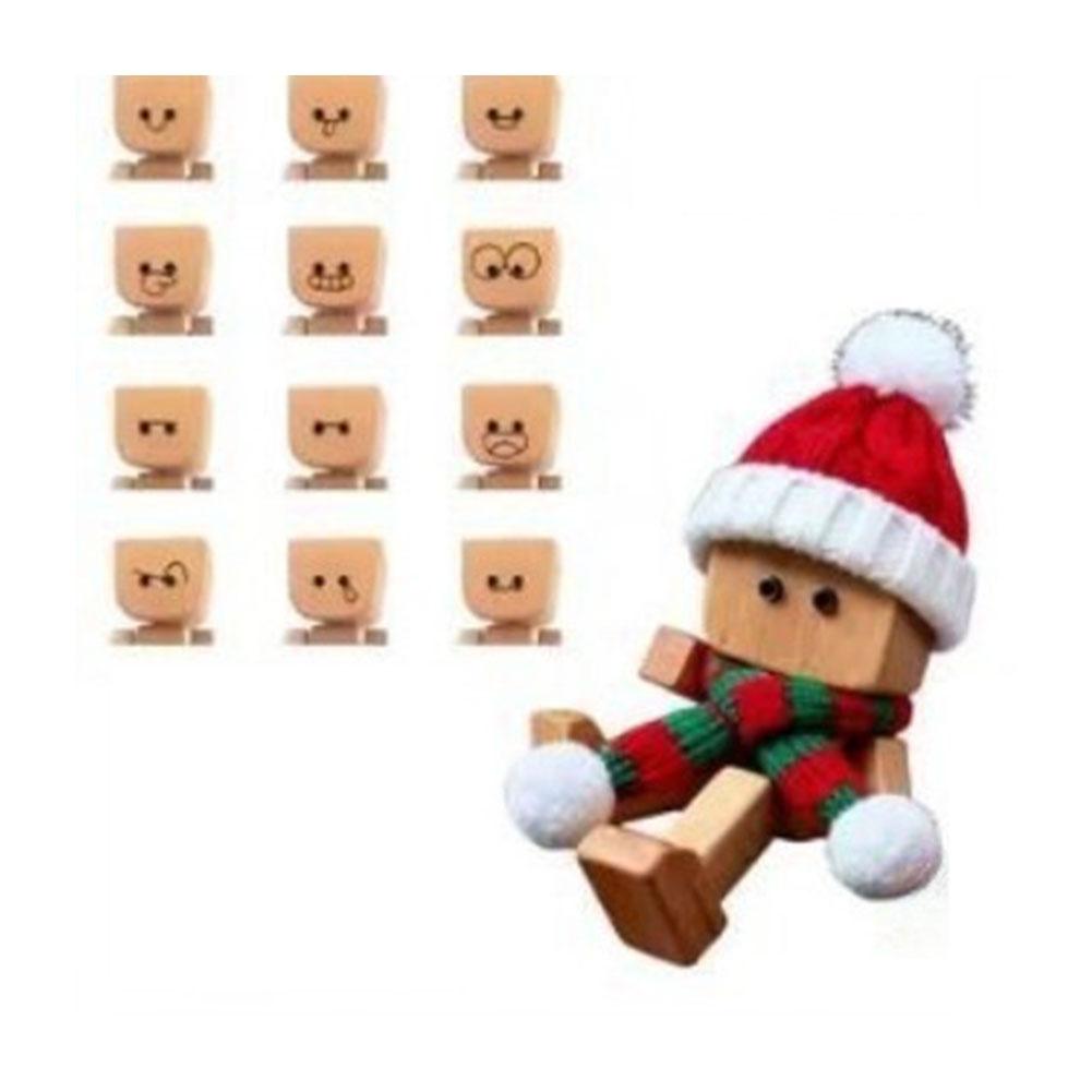 

Magnetic Expression Christmas Wooden Nodder - 12 Interchangeable Face Set, Festive Magnetic Wooden Man Decoration Gifts