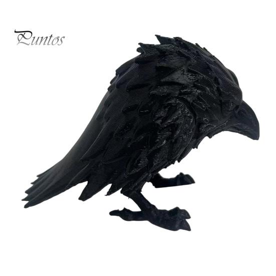 Niche Style Gothic Decor 3D Printed Crow Ornament, Realistic Black Raven Bird Figurines Figurine, Halloween Theme Statues for Bookshelf Desktop