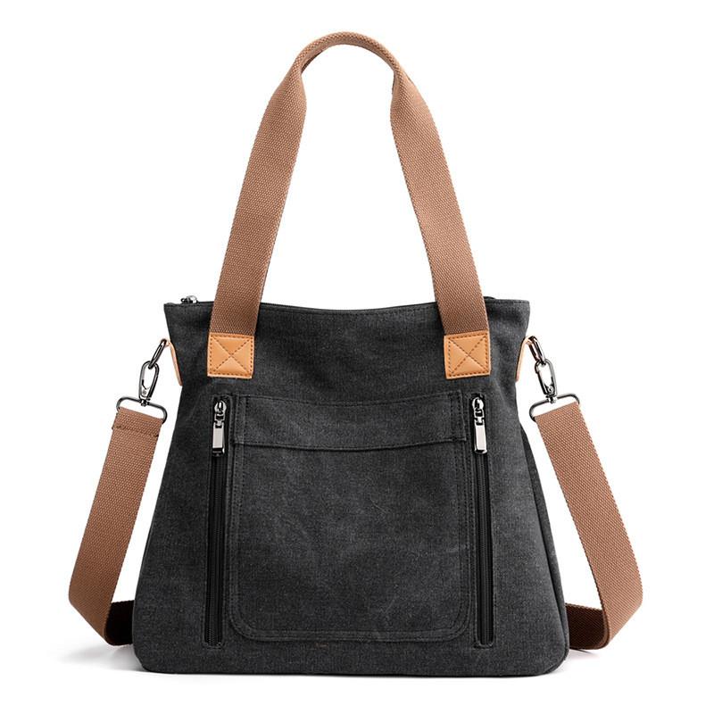 Canvas Tote Bag For Women With Large Capacity And Zipper Closure For Daily Use