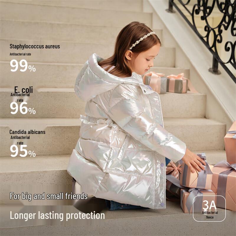 DAVE & BELLA Girls' Mid-Length Hooded Down Jacket