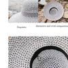 Nuevo Sombrero de Paja Redondo Grande Estilo Retro Sombreros de Sol para Mujer Visera para Viajes y Vacaciones Sombrero de Playa Vintage para Mujer Blanco y Negro