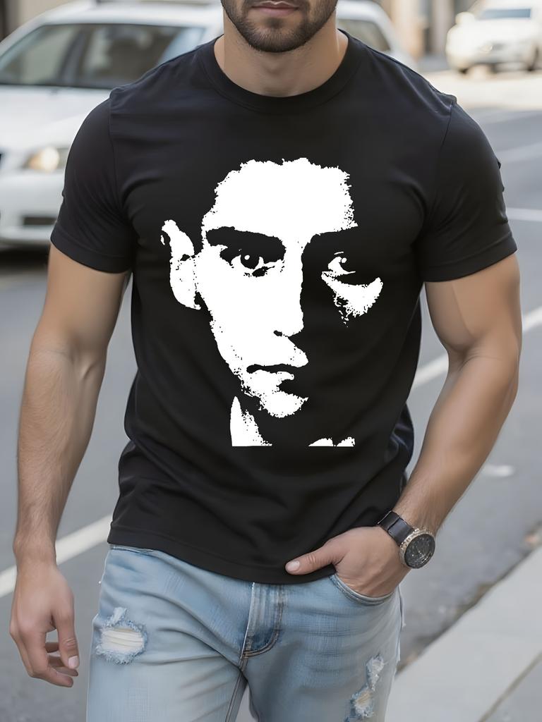 Franz Kafka Graphic Tshirt - Literary Monochrome Portrait...