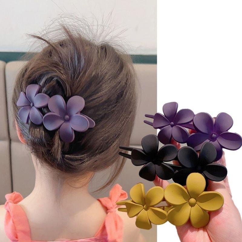 Elegant Matte Flower Hair Barrettes with Strong Clasp Secure Hair Gripper for Various Hairstyle Women Accessory