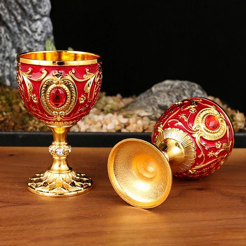 1Pc Timeless Embossed Metal Chalice Goblet Vintage Wine Champagne Liqueur Cup Perfect For Bars Restaurants Home Decor