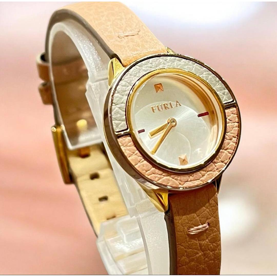 Used [New battery replaced] FURLA Watch Bicolor Water Resistant to 5 ATM Genuine Leather