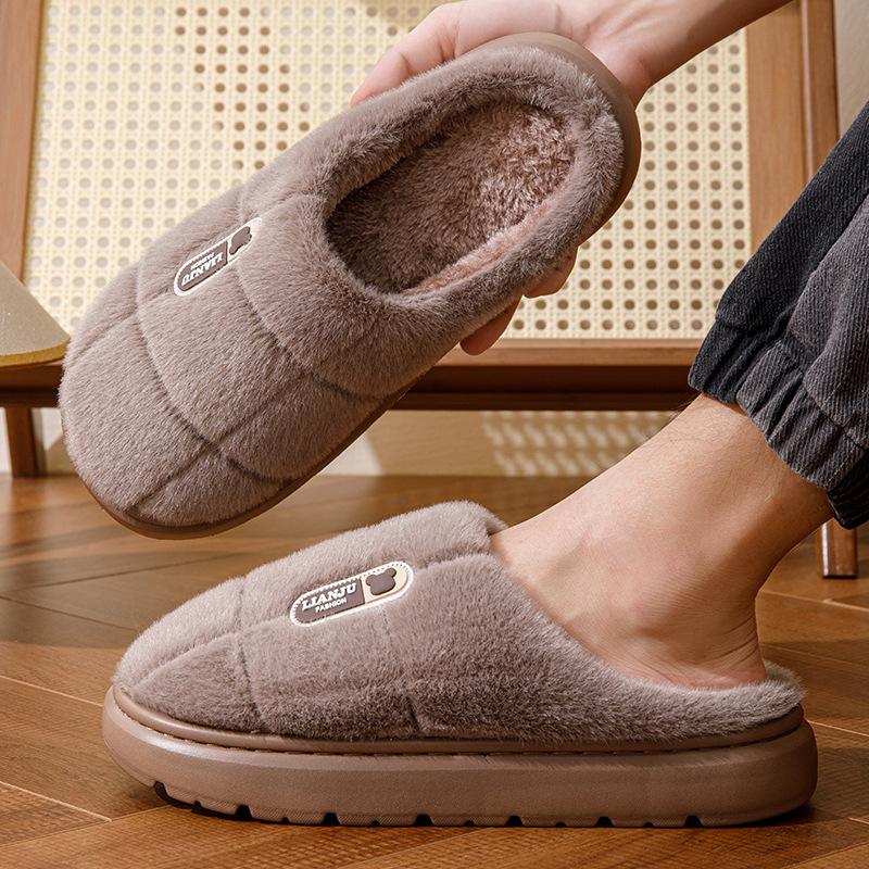 New Big Winter Slipper Dady Grandpa Elder Man Indoor Fuzzy Home Shoes 48 49 Mens Warm Mink-like Fluffy Slippers Room Floor Shoes