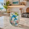 Safe Drinking Glassware Ocean-Themed Glass Cup, Jellyfish/Dolphins/Sea Turtles/Octopus Hand-Painted, Thickened Decorative Barware for Restaurants