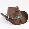 Popular Western Cowboy Straw Hat Men's and Women's Fashion Shade Straw Hat Classic Outdoor Western Cowboy Hat
