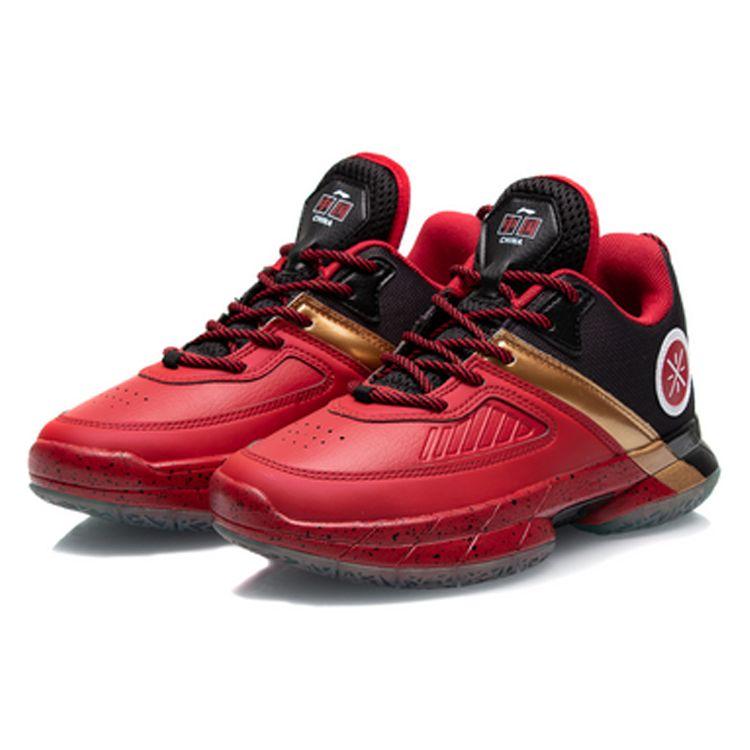 Li Ning Wade Way Salute Basketball Shoes Comfortable Anti-Slip Shock Absorbing Durable Mid-Top Kids sneaker Red Black YKBQ034-7