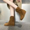 Short boots autumn new retro western boots flat-bottomed stacking boots casual fringed Martin boots