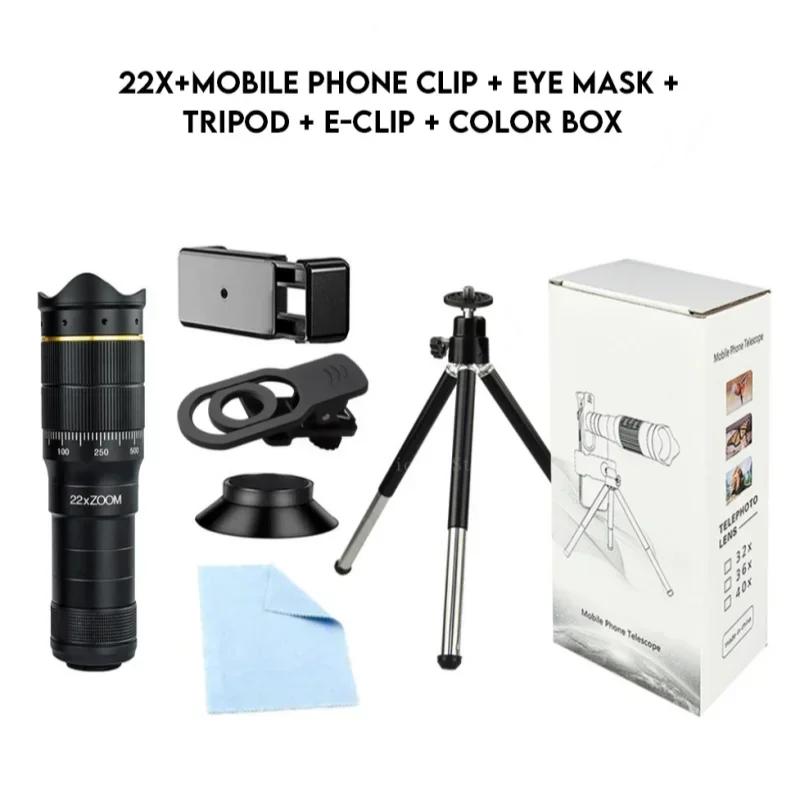 32x 22x Professional Telescope Monocular HD Zoom Phone Lens Camera Telephoto With Tripod Metal Telescope For Tourism