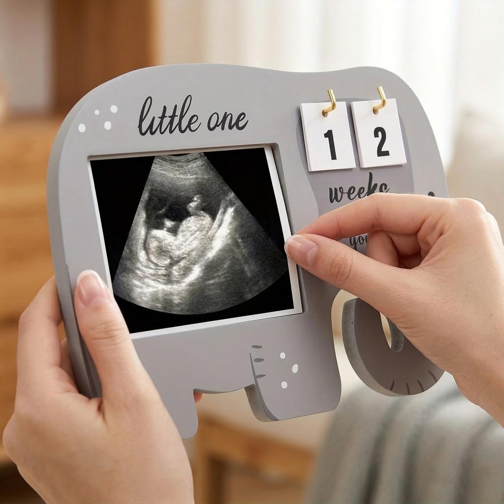 Sonogram Picture Frame Ultrasound Photo Display With Baby Countdown Weeks Pregnancy Announcement Baby Gender Reveal Gift New Mom Parents