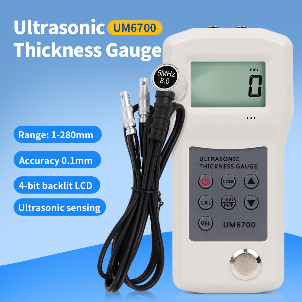 LCD Display Ultrasonic Thickness Gauge 1-280 mm Accuracy Ultrasonic Probe Thickness Tester for Metal Plastics PVC Pipe Glass