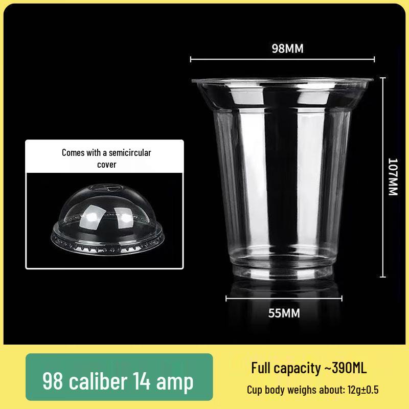 390ml Thickened Disposable Plastic Cups with Lids