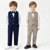 Elegantes Jungen-Formalkleidung Weste Anzug Set, Kinder Weste Hose Fliege Outfit, Kinder Gentleman Kleidung für Hochzeitsfeier Geburtstag Schulaufführung 3-10 J