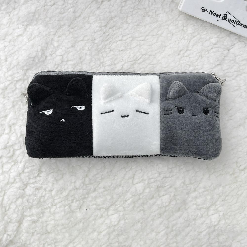 Plush Pencil Case Kitten Stationery Pouch Multi-functional Pen Bag School Supplies