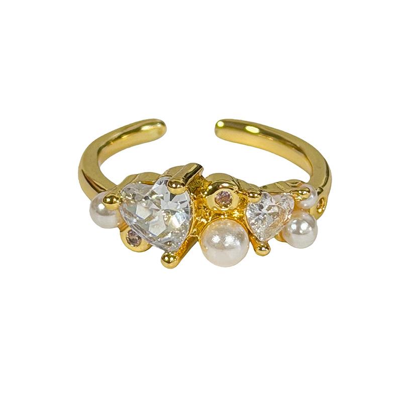 Small Broken Diamonds With Diamonds, Light Luxury Flowers, Zircon Beads, Temperament Ring, Women'S Cold Wind, Niche High-End Ring