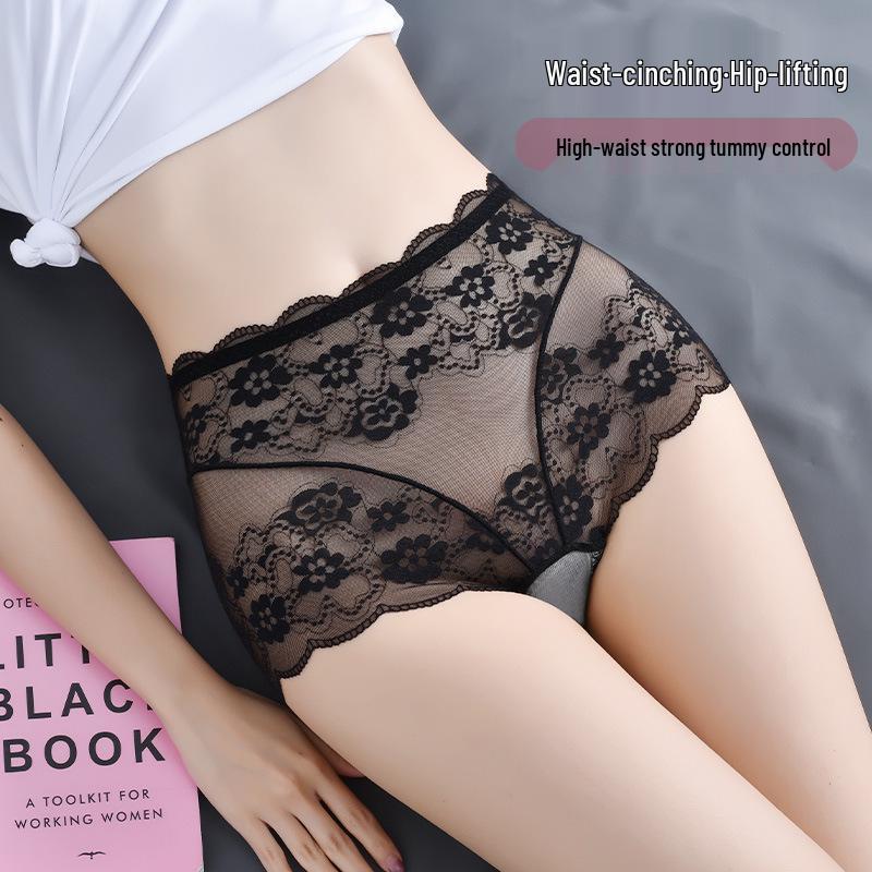 Japanese High Waist Lace Panties - Sexy, Breathable, Sheer, Plus Size, Tummy Control, Hip Lift, Style 917