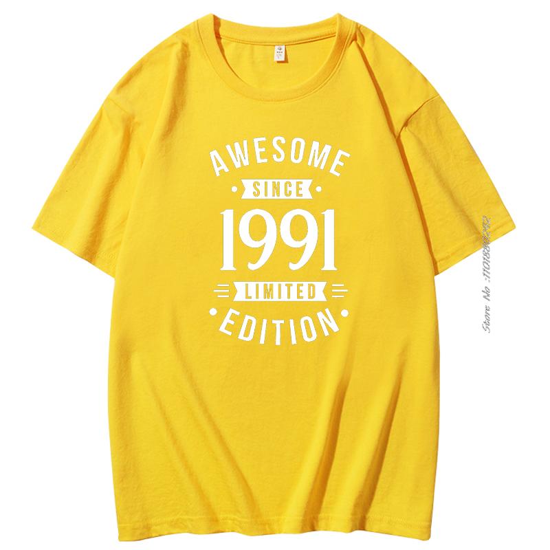 Summer Mens Tshirt Born In 1991 Awesome Since Retro Birthday Graphic T Shirts Fashion Short Sleeve Tshirt Cotton Tshirt