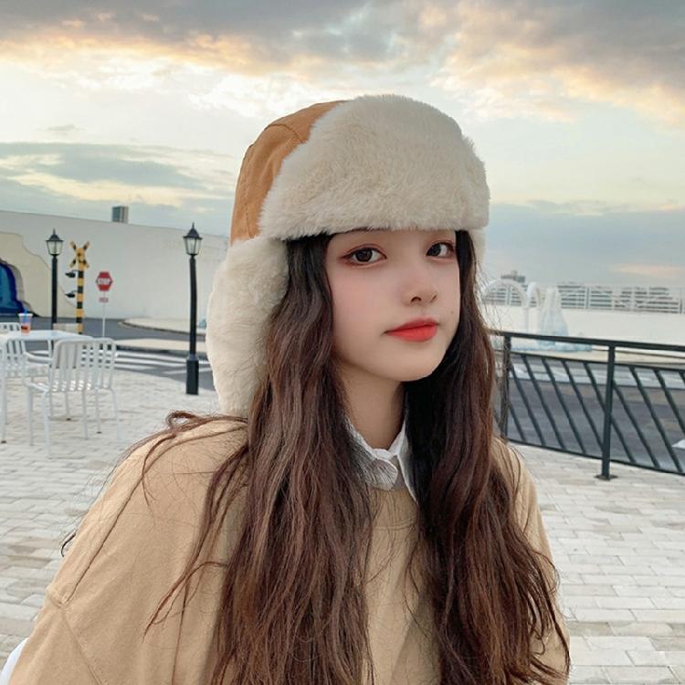 Winter Bomber Cap Plush Hat Lovers Outdoor Climbing Hat Windproof Padded Earmuff