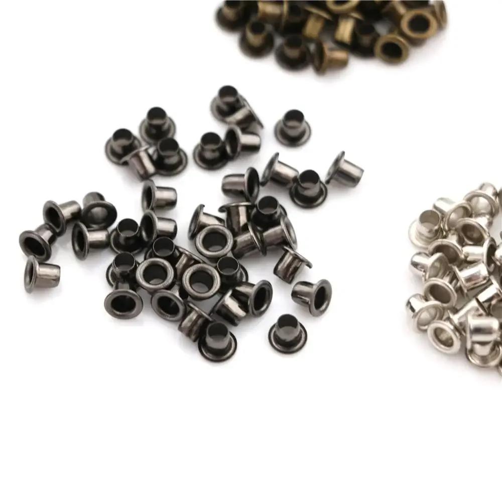50 ks/Sada 1,5/2,0/2,5/5 MM Mini kovové kroužky Průchodky Kožené řemeslo DIY Přezky na panenky Boty Praktické šicí doplňky