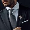 Evropská, americká středověká křížová brož zdobená diamanty retro dvorní styl high-end niche design květinové brože pánské doplňky ke kostýmu
