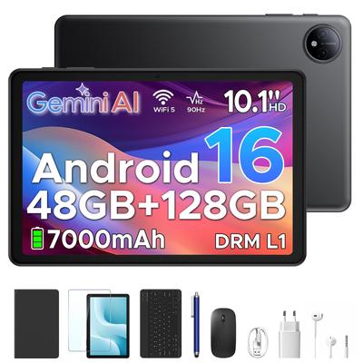 AP10 10,1 cala, 48 GB RAM + 128 GB ROM, Tablet z Androidem 16 z AI Gemini, 7000 mAh, 90 Hz, Podwójne głośniki, Gniazdo słuchawkowe, Tablet z klawiaturą, rysikiem, etui
