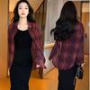 Summer Womens Lightweight Checkered Shirt Long Sleeve Open Front Cover Up Blouse Thin Breathable Top