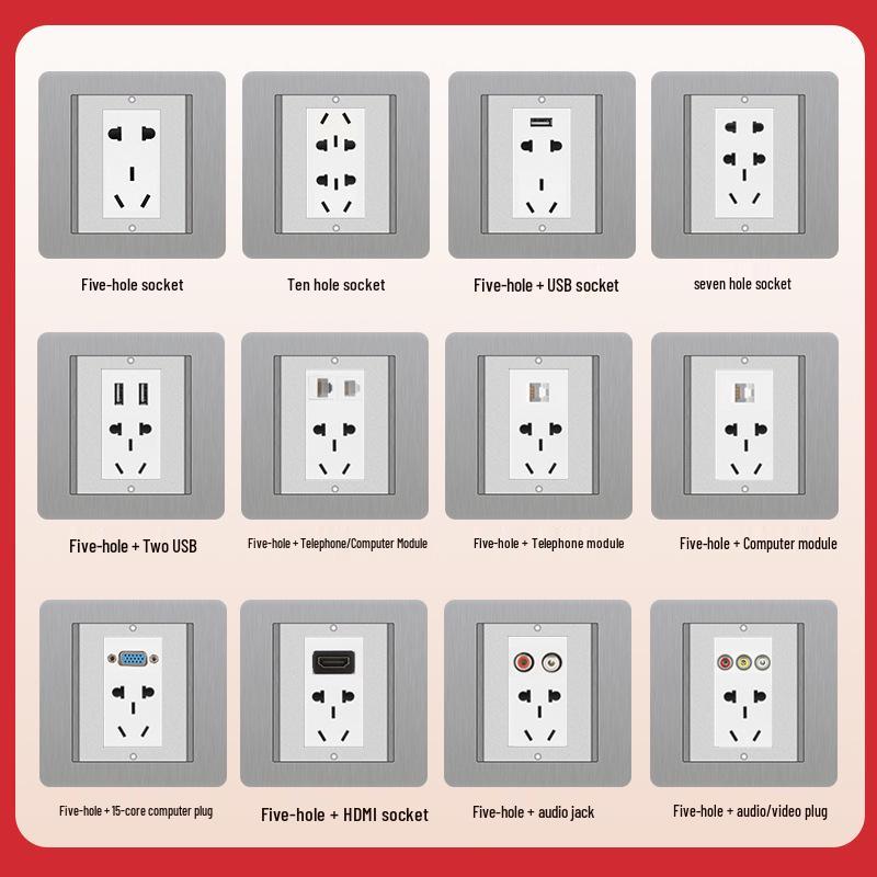 Stainless Steel Floor Socket with Dual Flip Covers, Network, USB, and Five-Hole Outlets